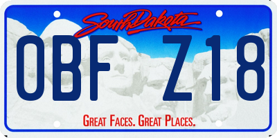 SD license plate 0BFZ18
