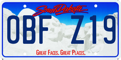 SD license plate 0BFZ19