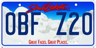 SD license plate 0BFZ20