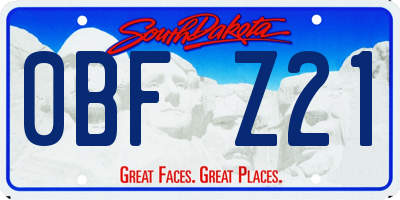 SD license plate 0BFZ21