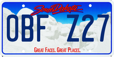 SD license plate 0BFZ27