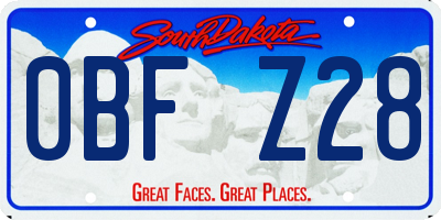 SD license plate 0BFZ28