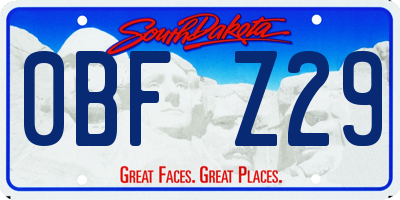 SD license plate 0BFZ29