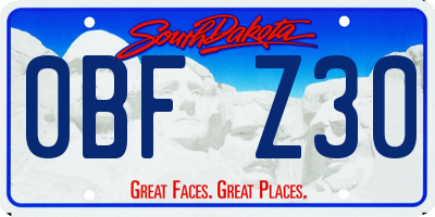 SD license plate 0BFZ30