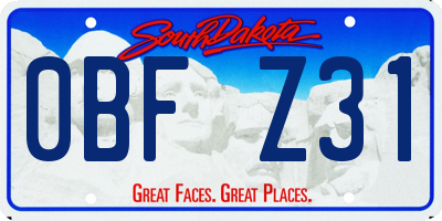 SD license plate 0BFZ31