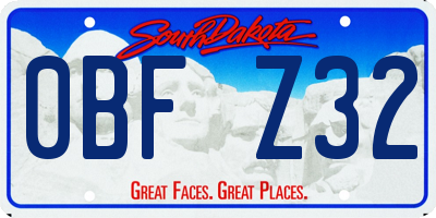 SD license plate 0BFZ32