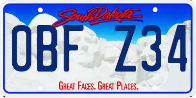 SD license plate 0BFZ34