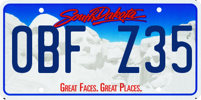 SD license plate 0BFZ35
