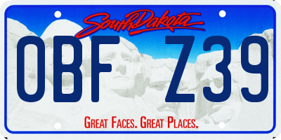 SD license plate 0BFZ39