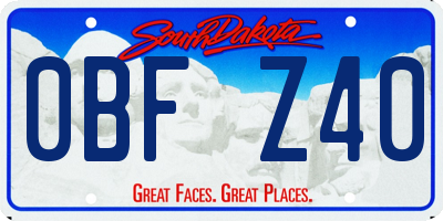 SD license plate 0BFZ40