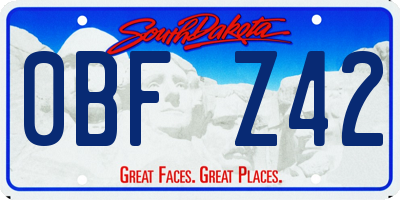 SD license plate 0BFZ42