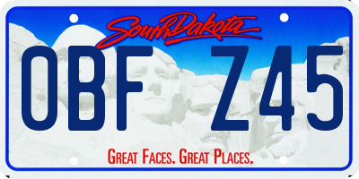 SD license plate 0BFZ45