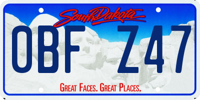 SD license plate 0BFZ47