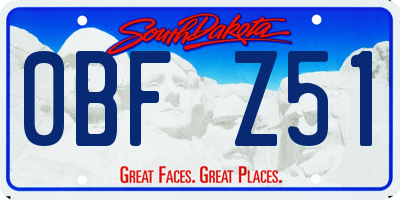 SD license plate 0BFZ51