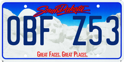 SD license plate 0BFZ53