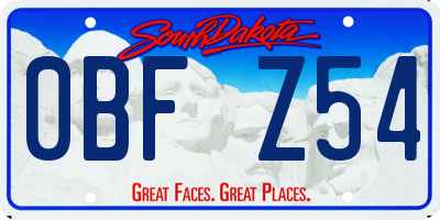 SD license plate 0BFZ54