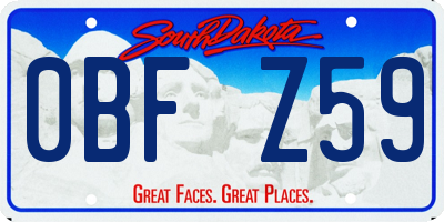 SD license plate 0BFZ59