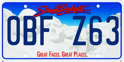 SD license plate 0BFZ63