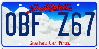 SD license plate 0BFZ67