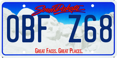 SD license plate 0BFZ68
