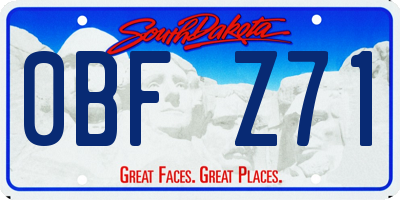 SD license plate 0BFZ71