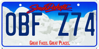 SD license plate 0BFZ74