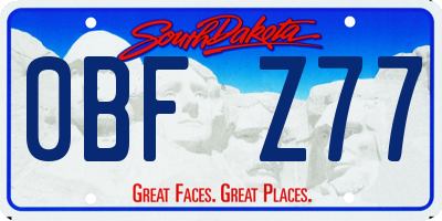 SD license plate 0BFZ77