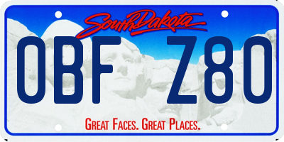 SD license plate 0BFZ80