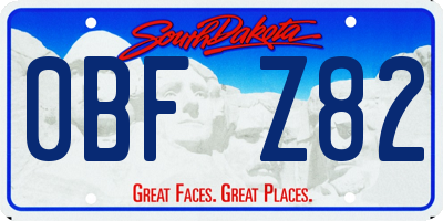 SD license plate 0BFZ82
