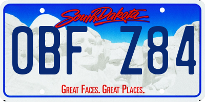 SD license plate 0BFZ84