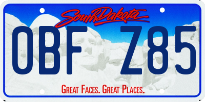 SD license plate 0BFZ85