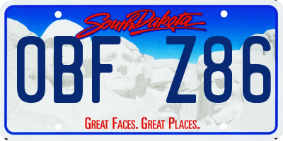 SD license plate 0BFZ86
