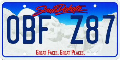 SD license plate 0BFZ87