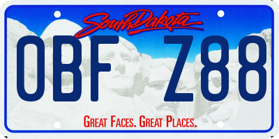 SD license plate 0BFZ88