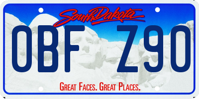 SD license plate 0BFZ90
