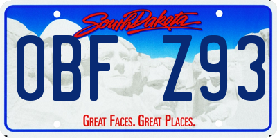 SD license plate 0BFZ93