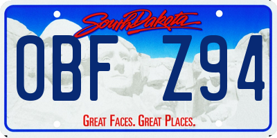 SD license plate 0BFZ94
