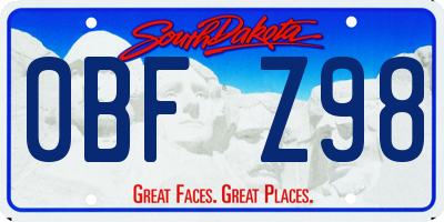 SD license plate 0BFZ98