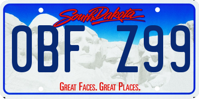 SD license plate 0BFZ99