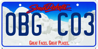 SD license plate 0BGC03