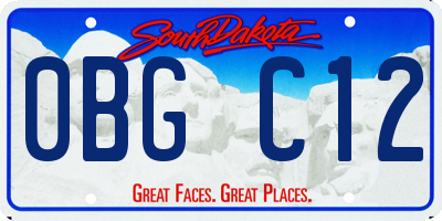 SD license plate 0BGC12