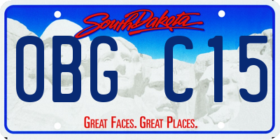 SD license plate 0BGC15