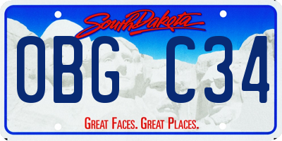 SD license plate 0BGC34