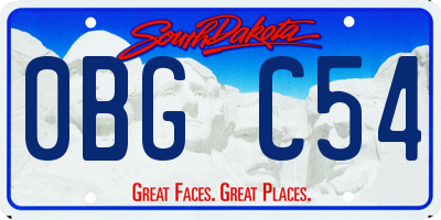 SD license plate 0BGC54