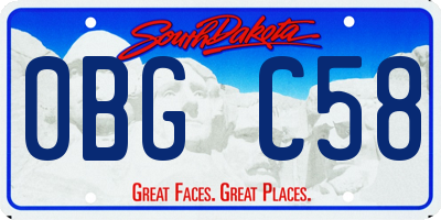 SD license plate 0BGC58