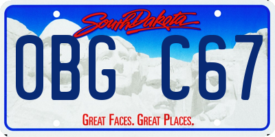 SD license plate 0BGC67