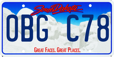 SD license plate 0BGC78