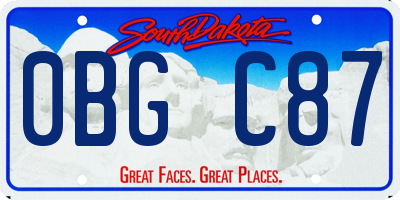 SD license plate 0BGC87