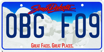 SD license plate 0BGF09