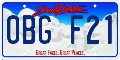 SD license plate 0BGF21